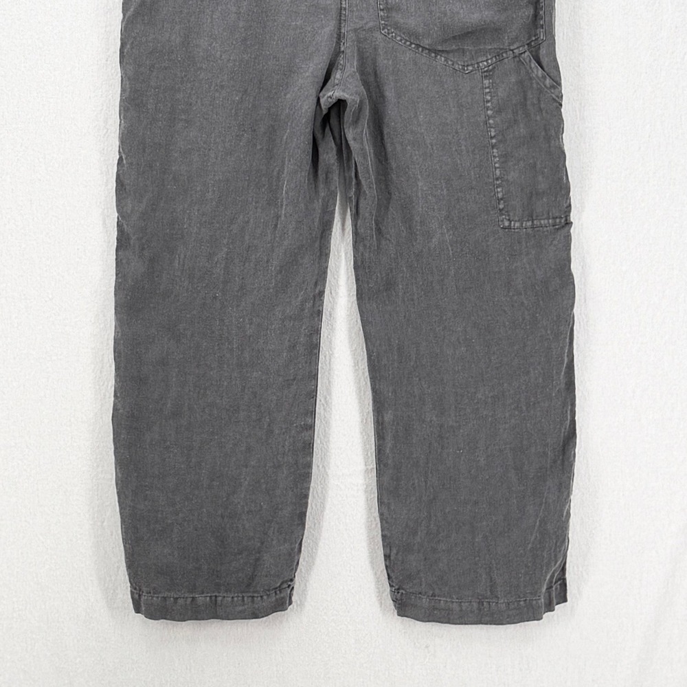 Zara Jumpsuit Women Extra Small Gray Utility 100% Linen Short Sleeve Button Up - Picture 15 of 16